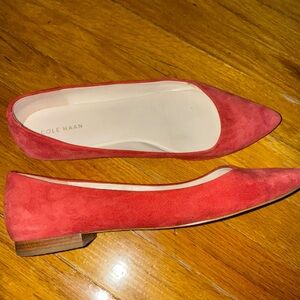 Cole Haan Red Flats Suede Loafers